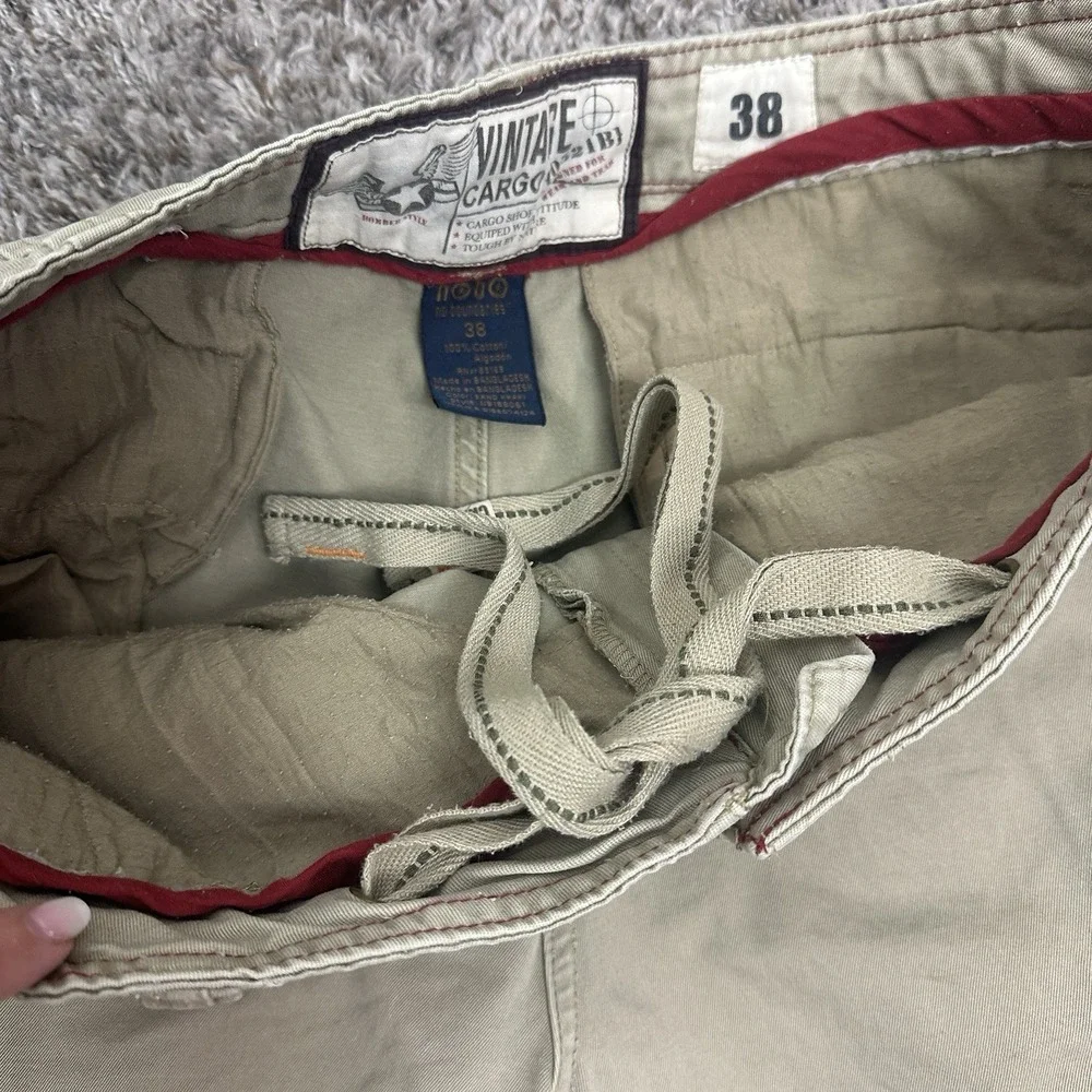 NOBO No Boundaries Cargo Shorts Men 38 Beige Y2K Jorts Pockets Heavy Grunge
